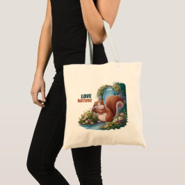 Bolsa Tote Amor Natureza Esquilo Engraçado