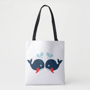 Bolsa Tote Amor Náutico Baleias Peixes Amor - Marinheiro da M