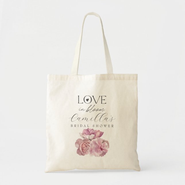 Bolsa Tote Amor No Bloom Floral Chá de panela (Frente)