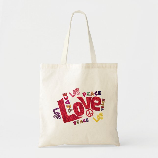Bolsa Tote Amor, paz, tipografia (Frente)