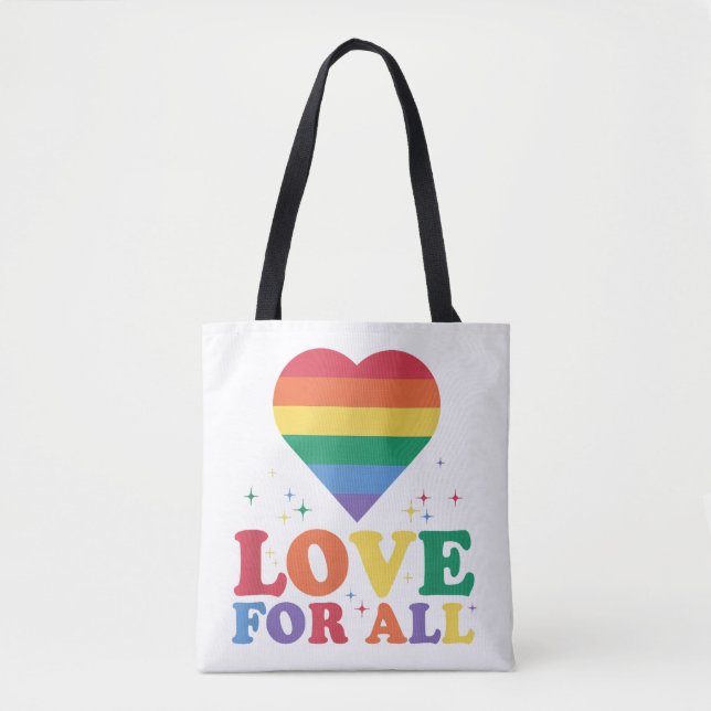 Bolsa Tote Amor por Todos os LGBTQ Rainbow Priorde Gay LGBT (Frente)