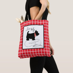 Bolsa Tote Amor preto do cão de Terrier do Scottish meu
