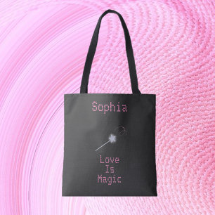 Bolsa Tote Amor preto e rosa bonito é mágico