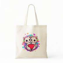 Amor Puro: Gatos Casais de Kawaii com Coração