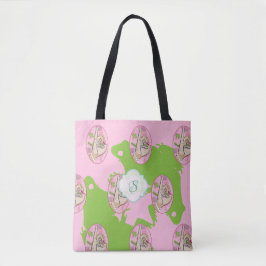 Bolsa Tote Amor rosa e verde