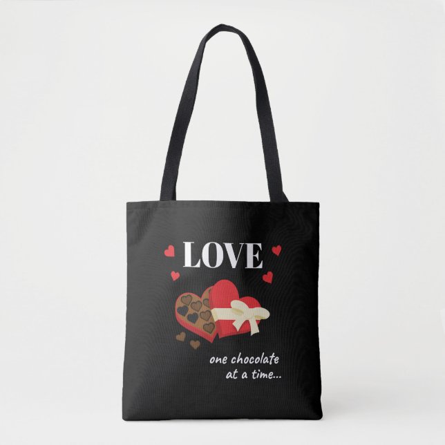 Bolsa Tote Amor Um Chocolate por Vez Engraçado (Frente)
