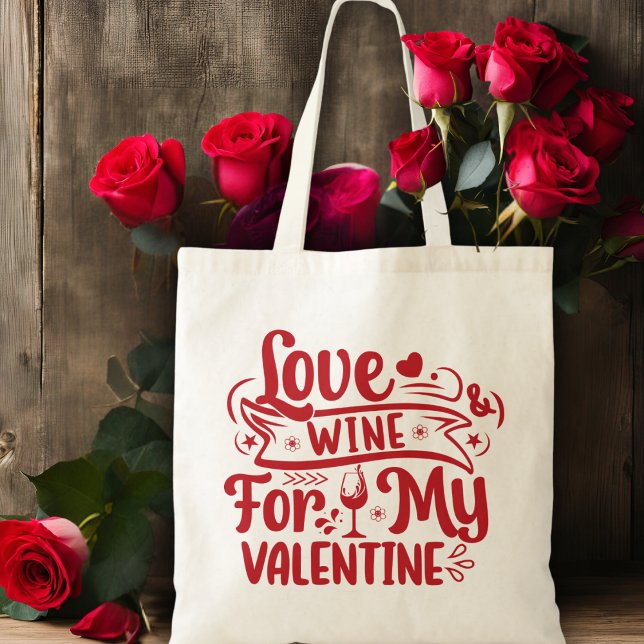 Bolsa Tote Amor Vinho Para O Meu Namorados (Love Wine For My Valentine Tote Bag)