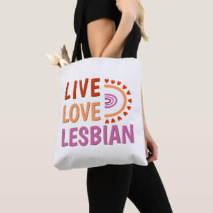 Bolsa Tote Amor vivo lésbica celebra diversidade boho arco-ír