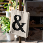 Bolsa Tote Ampersand | E Símbolo Simples Minimalista Moderno<br><div class="desc">Um simples símbolo de 'e' na moda impresso grande e ousado num estilo moderno minimalista na tipografia negra contemporânea.</div>
