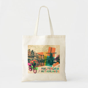 Bolsa Tote Amsterdã Holanda Canal Arte Pop Vintage Viagem