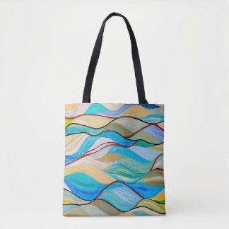 Bolsa Tote An abstract painting with wavelike shapes in paste