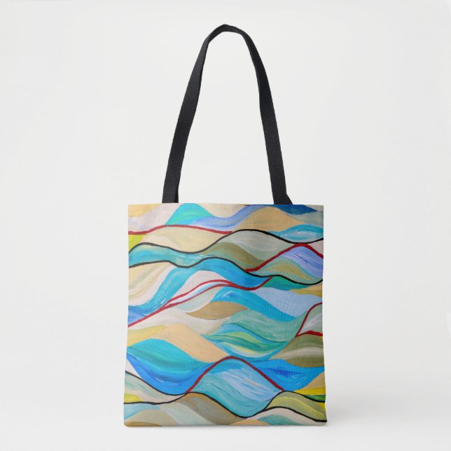 Bolsa Tote An abstract painting with wavelike shapes in paste (Frente)