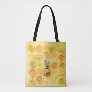 Bolsa Tote Ananás cercado por frutas de citrinos