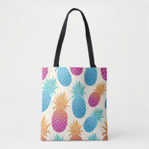 Bolsa Tote Ananás Coloridos Fundo Amarelo claro