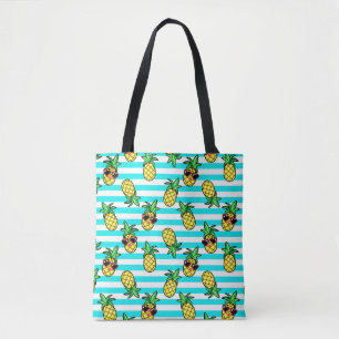 Bolsa Tote Ananases Tropicais: Padrão de óculos Solares Retro