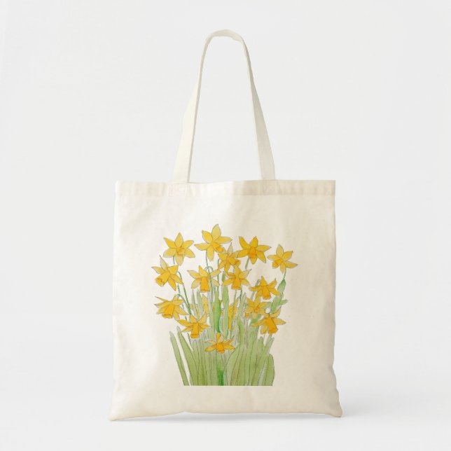 Bolsa Tote anão amarelo daffodils no saco de toques & aquarel (Frente)