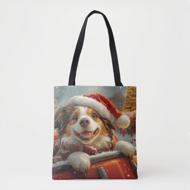 Bolsa Tote Anatólia Shepherd Cachorro Porta copos Natal (Frente)