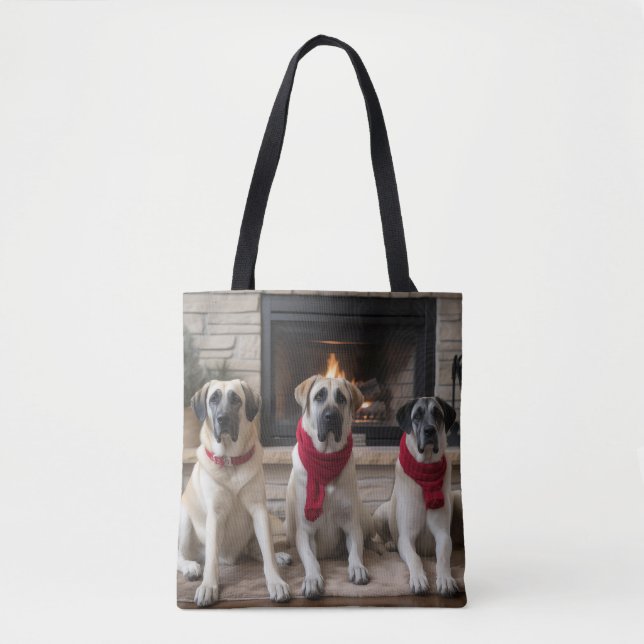 Bolsa Tote Anatólia Shepherd na Lareira de Natal (Frente)