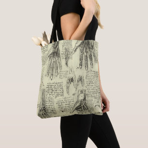 Bolsa Tote Anatomia da Mão Humana de Leonardo da Vinci
