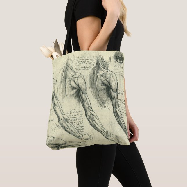 Bolsa Tote Anatomia do Braço e Ombro de Leonardo da Vinci (Close Up)