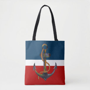 Bolsa Tote ANCHOR com corda - pintura aquosa