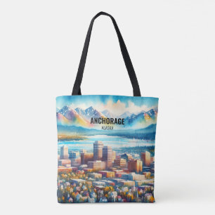 Bolsa Tote Anchorage Alaska Familiar Viagem Place Watercolor
