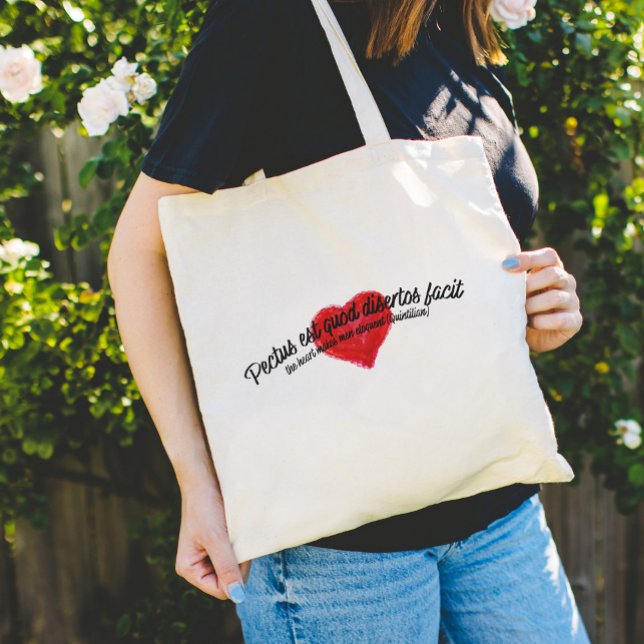 Bolsa Tote Ancient Latin Inspirational Quote Artistic Heart (Criador carregado)
