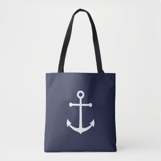 Bolsa Tote Âncora Azul Marinho Náutico (Frente)