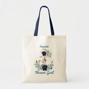 Bolsa Tote Âncora Floral Náutica Menina das Flores com Nome