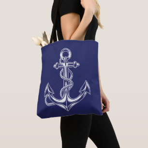 Bolsa Tote Âncora náutica e azul-corda