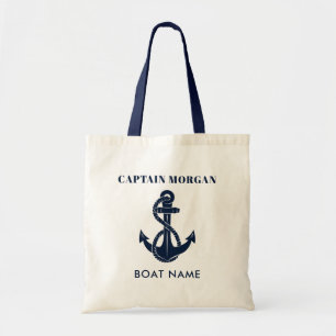 Bolsa Tote Âncora Náutica Nome do Barco Capitão Personalizado