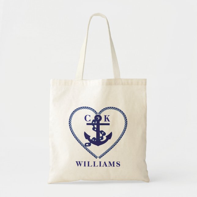 Bolsa Tote ÂNcORA NAVAL CHIC MONOGRAMA PERSONALIZADA (Frente)