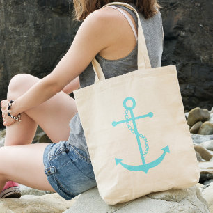 Bolsa Tote Âncora verde da hortelã
