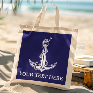 Bolsa Tote Ancoragem Náutica Vintage Corra Seu Texto Aqui