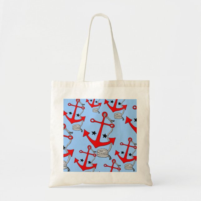 Bolsa Tote Âncoras vermelhas (para) (Frente)