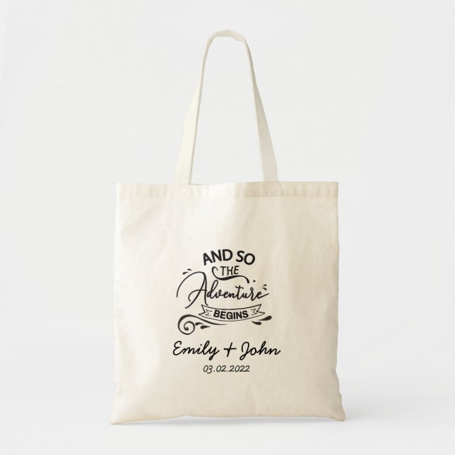 Bolsa Tote “And assim the adventure begins! “Personalisierbar (Frente)
