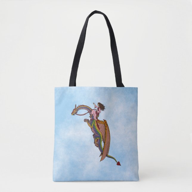 Bolsa Tote Andando pelo Dragão Arco-Íris (Frente)