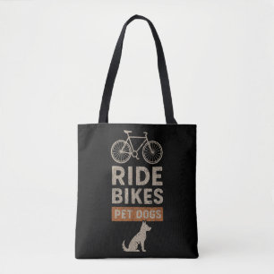 Bolsa Tote Andar de Bicicleta Acariciar Cães Camiseta Diverti