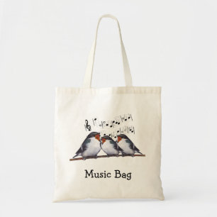 Bolsa Tote Andorinhas do canto: Pássaros: Saco da música,