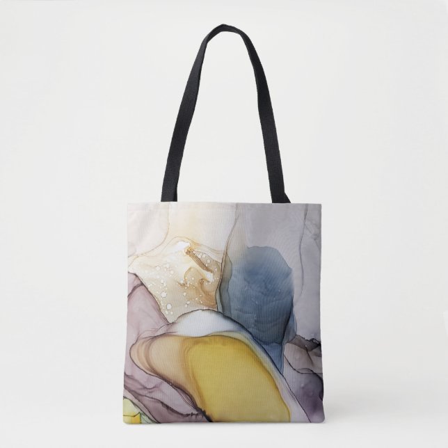 Bolsa Tote Anéis de álcool, tom amarelo, abstrato. (Frente)