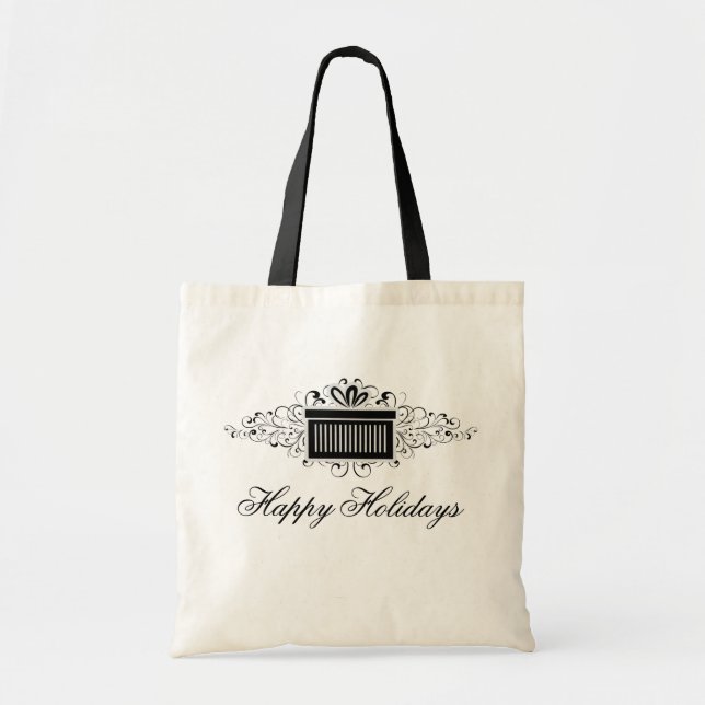 Bolsa Tote Anéis de Natal Presentes Saco de Tote, Preto (Frente)