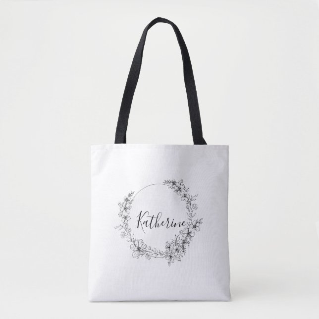 Bolsa Tote Anel de flores personalizado (Frente)