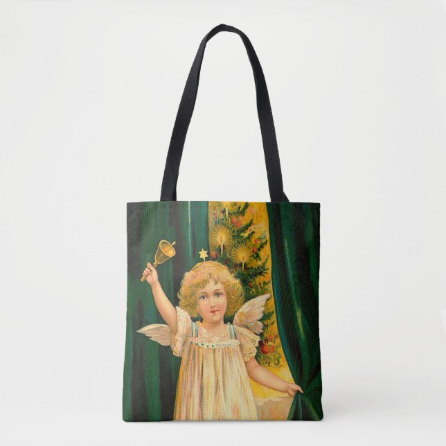 Bolsa Tote Angel ringing the bell for Christmas time (Frente)
