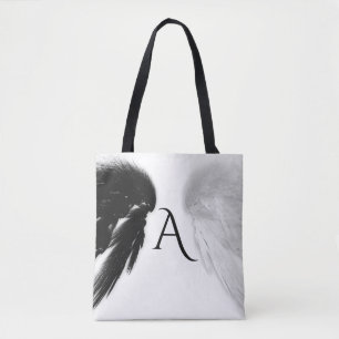 Bolsa Tote ANGEL WINGS Monograma Preto + Branco
