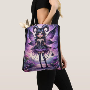 Bolsa Tote Angelina Roxo Fada Gótica Escorpião Chifres Zodíac