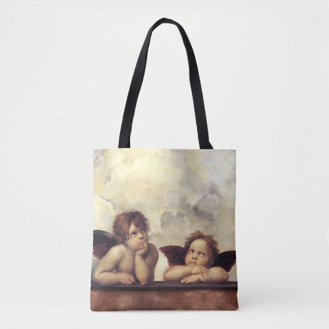 Bolsa Tote ANGELS/Cherubs alados, Nuvens Raffaello Sanzio (Frente)