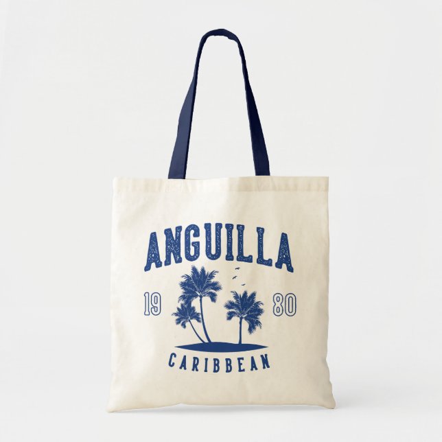 Bolsa Tote Anguilla Caribbean Palm Tree 1980 (Frente)
