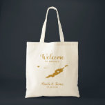 Bolsa Tote Anguilla Wedding Bag, Dourado<br><div class="desc">Saco de presentes de boas-vindas para convidados fora da cidade para o seu casamento,  com a imagem de Anguilla. Encha a bolsa com seus doces favoritos.</div>