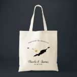 Bolsa Tote Anguilla Wedding Bag, Preto e Dourado<br><div class="desc">Saco de presentes de boas-vindas para convidados fora da cidade para o seu casamento,  com a imagem de Anguilla,  com coração de ouro. Encha a bolsa com seus doces favoritos.</div>