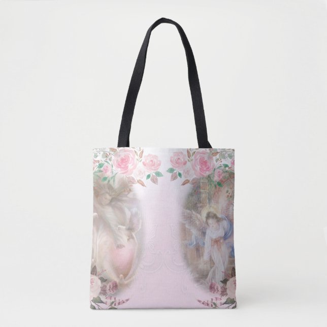 Bolsa Tote Ângulos e Rosas e rosa (Frente)